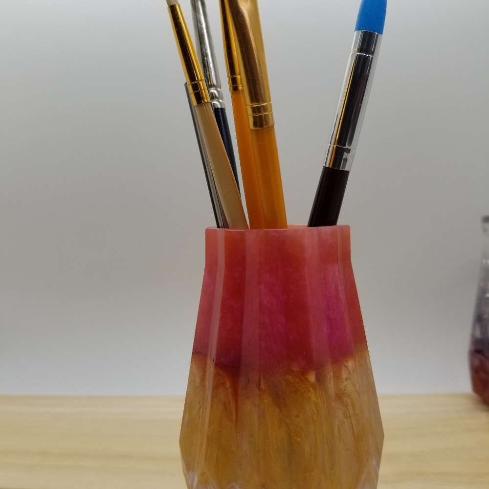 NWOT, handcrafted vase, pencil cup, makeup, or paintbrush cup.